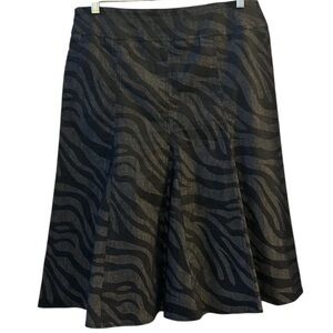 Sandro Women's Size 10 Black Animal Print‎ Flare Knee Length Skirt